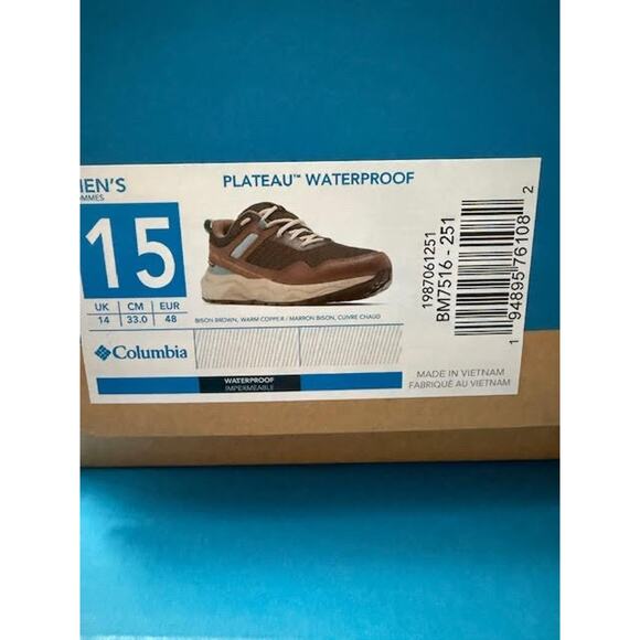 Columbia Plateau Waterproof Hiking Shoes Bison Brown Warm Copper Mens Sz 15 NIB main image 9